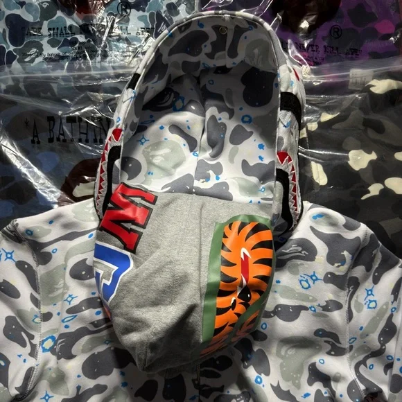 BAPE ABC Camo Double Shark Full Zip Hoodie 'White’ - Picture 9 of 9